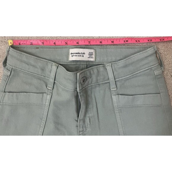 Abercrombie Kids High-Rise Girls11/12 Short Wide Leg Pants Light Green Adj Waist - Picture 6 of 9